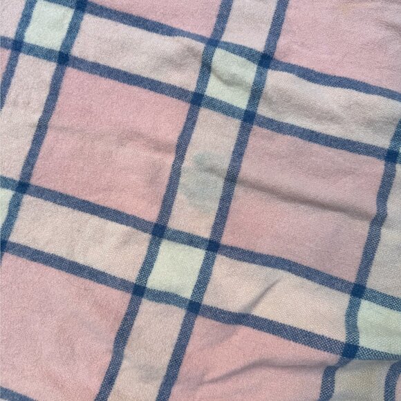 VINTAGE Troy Robe Pink Blue Plaid 100% Wool Baby Child Stadium Throw Blanket - Picture 9 of 10